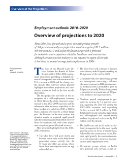 Overview of projections to 2020