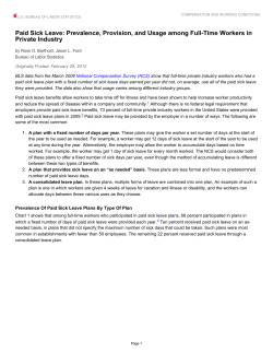Paid Sick Leave: Prevalence, Provision, and Usage among Full-Time Workers in Private Industry