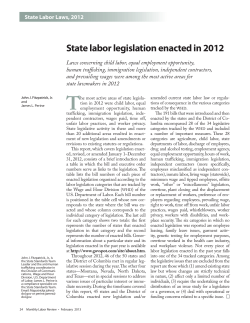 State labor legislation enacted in 2012
