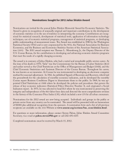 Nominations Sought for 2012 Julius Shiskin Award