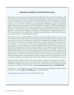 Nominations Sought for 2012 Julius Shiskin Award