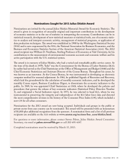 Nominations Sought for 2013 Julius Shiskin Award