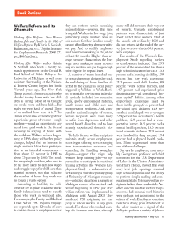 Welfare Reform and its Aftermath