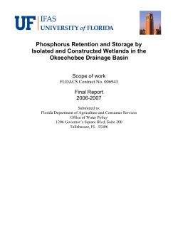 Phosphorus Retention and Storage by Isolated and Constructed Wetlands in the Okeechobee Drainage Basin, FDACS Contract No. 006943 (pdf)