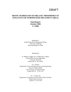 Biotic Hydrolosis Of Organic Phosphorus In Effluents Of Stormwater Treatment Areas
