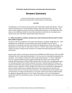 TCAA Water Quality Data Review and Information-Sharing Program: Growers Summary
