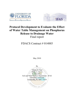 Final Report: Protocol Development of Evaluate the Effect of Water Table Management on Phosphorus Release to Drainage Water