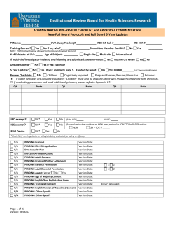 Administrative Review Assurance Checklist for New Full Board Protocols and 5 Year Updates