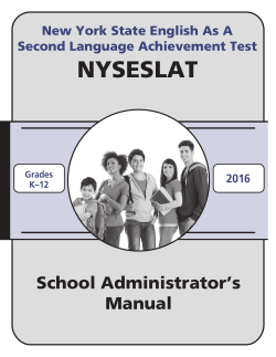 New York State English as a Second Language Achievement Test (NYSESLAT) 2016 School Administrator's Manual