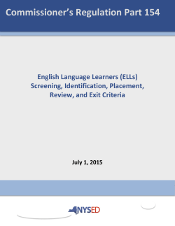 ELLs Screening, Identification, Placement, Review and Exit Criteria Chart Guidance