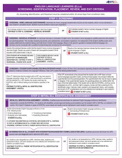 ELLs Screening, Identification, Placement, Review and Exit Criteria Chart