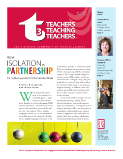 March 2010: From Isolation to Partnership - ESL Co-Teaching Leads to Teacher Leadership, by Andrea Hognisfeld and Maria G. Dove