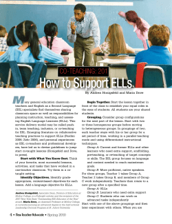 Spring 2010: Co-Teaching 201 - How to Support Your ELLs, by Andrea Hognisfeld and Maria G. Dove