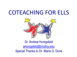 May 2014: PPT - Co-Teaching for ELLS, by Andrea Hognisfeld with special thanks to Maria G. Dove