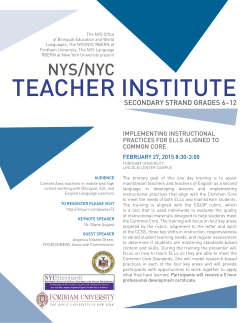 NYS/NYC Teacher Institute February 27, 2015 from 8:30am 3:00pm