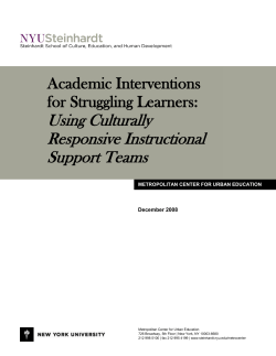 Academic Interventions for Struggling Learners