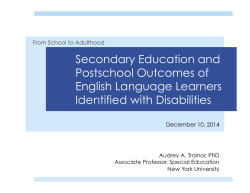 Secondary Education and Postschool Outcomes of English Language Learners Identified with Disabilities