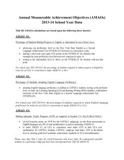 Annual Measurable Achievement Objectives 2013-14
