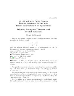 [Michel Waldschmidt] Schmidt Subspace Theorem and S-unit equation
