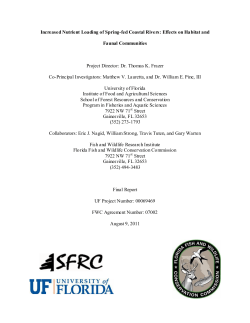 Final Report: Increased Nutrient Loading of Spring-Fed Coastal Rivers: Effects on Habitat and Faunal Communities