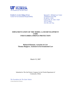 Implementation of the Model Land Development Code for Florida Springs Protection