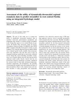 Assessment of the utility of dynamically-downscaled regional reanalysis data to predict streamflow in west central Florida using an integrated hydrologic model, Reg Environ Change DOI 10.1007/s10113-013-0406-x