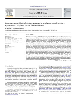 Complementary Effects of surface water and groundwater on soil moisture dynamics in a degraded coastal floodplain forest. Journal of Hydrol 398(2011):211-234.