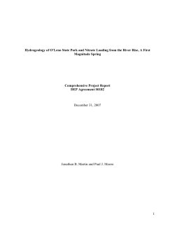 Comprehensive Project Report: Hydrogeology for O&rsquo;Leno State Park and Nitrate Loading from the River Rise, A First Magnitude Spring, DEP Agreement S0182. 2007.