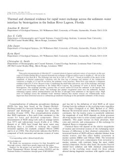 Thermal and chemical evidence for rapid water exchange across the sediment-water interface by bioirrigation in the Indian River Lagoon, Florida, Limnology and Oceanography, 51: 1332-1341. 2006.