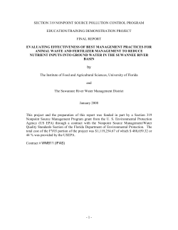 Evaluating Effectiveness of Best Management Practices for Animal Waste and Fertilizer Management to Reduce Nutrient Inputs into Ground Water in the Suwannee River Basin