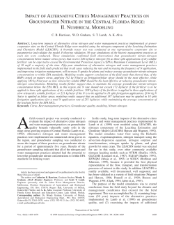 Impact of Alternative Citrus Management Practices on Groundwater Nitrate in the Central Florida Ridge: II. Numerical Modeling, Transactions ASABE, VOL. 42(6): 1669-1678, 1999.