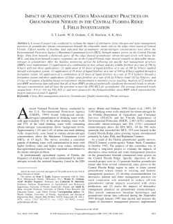 Impact of Alternative Citrus Management Practices on Groundwater Nitrate in the Central Florida Ridge: I. Field Investigation, Transactions ASABE VOL. 42(6): 1653-1668, 1999.