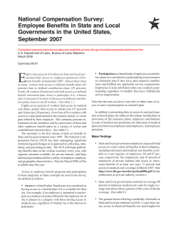Employee Benefits in State and Local Governments, Summary, September 2007