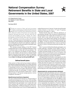 Retirement Benefit Estimates for State and Local Government Workers, 2007 - Summary