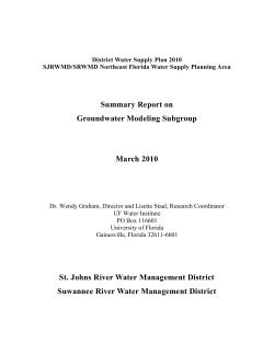 St Johns River and Suwannee River Water Management Districts 2010 Water Supply Plan Groundwater Modeling Subgroup Final Report