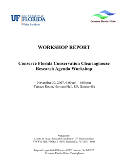 Conserve Florida Clearinghouse Applied Research Agenda Planning Workshop