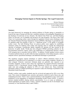 Chapter 7 Managing Nutrient Inputs to Florida Springs: The Legal Framework
