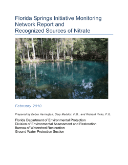 FL Springs Initiative Monitoring Network Report and Recognized Sources of Nitrate 2010