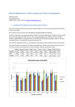 Harvest Report Year 1 (2013 season) on Trials at Coomandook