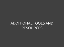 Additional Tools and Resources