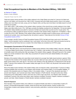 Fatal Occupational Injuries to Members of the Resident Military, 1992-2003