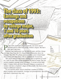 The class of 1993: Earnings and occupations by college major, 1 and 10 years after graduation