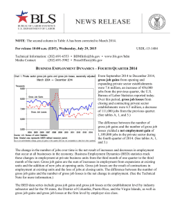 Business Employment Dynamics Fourth Quarter 2014