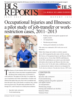 Occupational Injuries and Illnesses: a pilot study of job-transfer or work restriction cases, 2011 2013