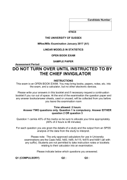 976C8 Linear Models in Statistics Sample Paper 2015/16