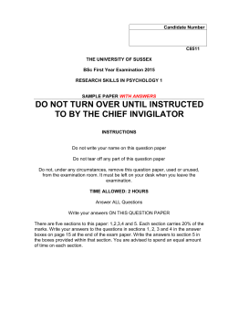 C8511 Research Skills in Psychology 1 Sample paper 2015 WITH ANSWERS