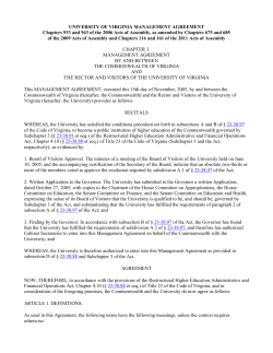 UVa Management Agreement with the Commonwealth