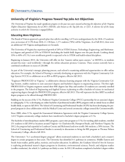 Progress Toward Meeting the HEOA Objectives