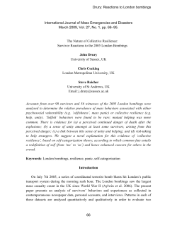 The nature of collective resilience: Survivor reactions to the 2005 London bombings.