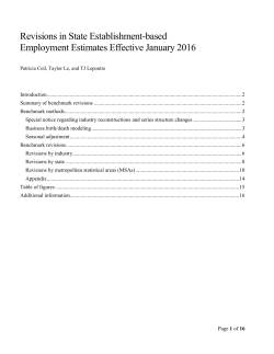 REVISIONS IN STATE ESTABLISHMENT-BASED EMPLOYMENT ESTIMATES EFFECTIVE JANUARY 2016